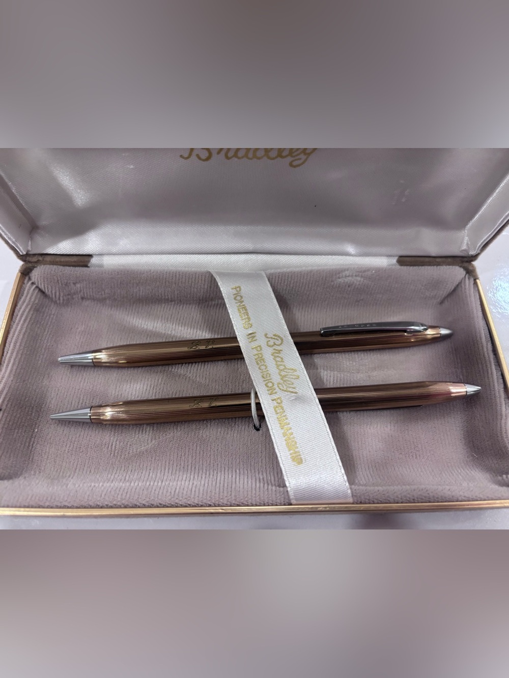 Golden Bradley Pen and Pencil Set in Original Case Timeless Collectible Vintage